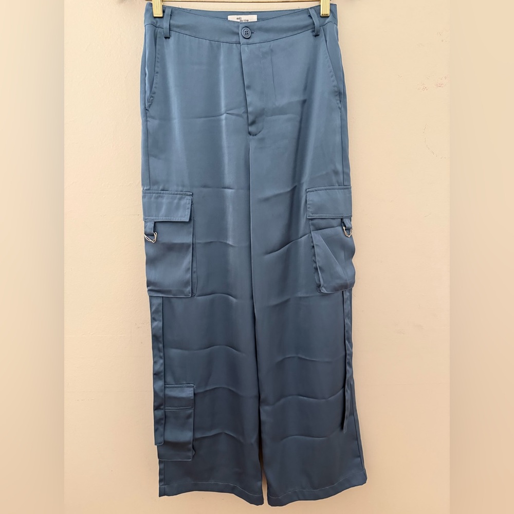 Edit by Nine Blue Satin Cargo Pants